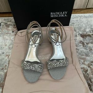 Badgley MischkaJada Embellished Ankle-Wrap Sandals